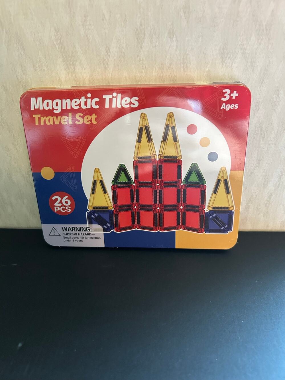 Magnetic Tiles Travel Set STEM Building Toy in Tin Storage Case